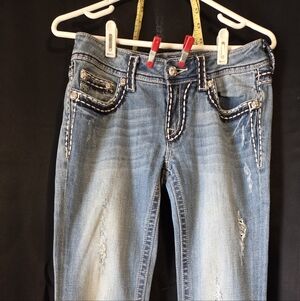 Miss Me Light Blue Distressed Straight Leg Jeans